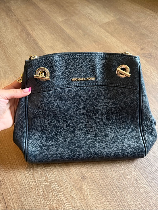 Michael Kors Handbags - Michael Kors Black Pebbled Leather Shoulder Tote with Gold Hardware